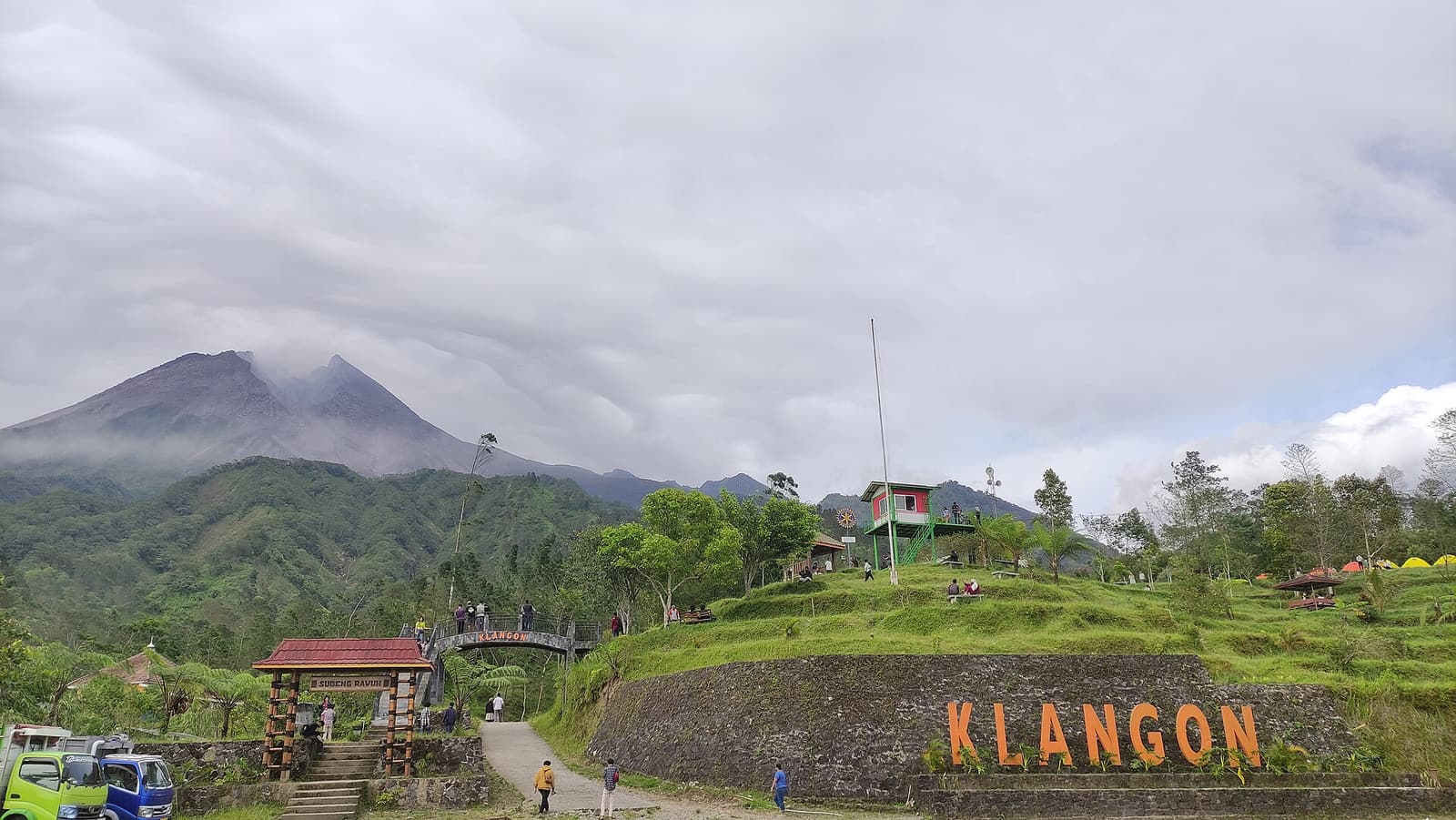 Mount Merapi seen from the Klangon viewpoint on its southern slope