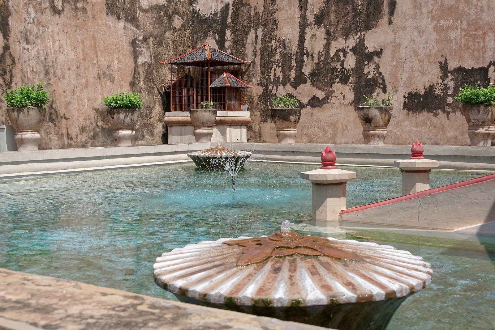 The bathing pool and fountains of the Taman Sari water castle in Yogyakarta